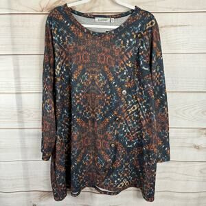 Avenue Bronze Glow Button Front Long Sleeve Blouse Size 2X